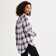 thumbnail image 2 of Women's Sonoma Goods For Life® Oversized Boyfriend Flannel Color: Lite Pink White Plaid Size: X LARGE, 2 of 4