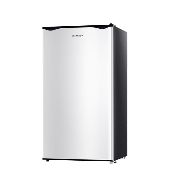 BANGSON 3.2 Cu.ft Mini Fridge with Freezer, Small Refrigerator Single Door - Compact Mini Fridge for Bedroom, Dorm or Office, Adjustable 5-Temp Control, Energy Efficient & Low Noise,, Silver