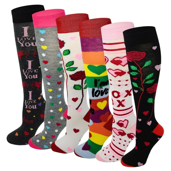 Sumona 6 Pairs Ladies Valentine's day Fashion Design Knee High Socks
