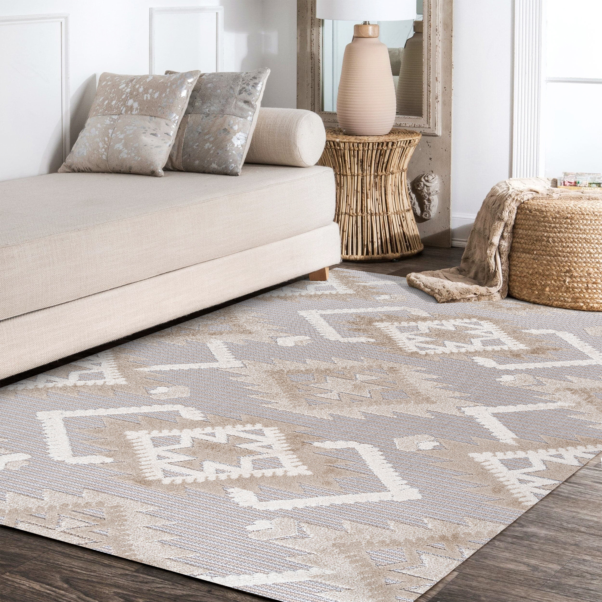 Doers USA The Rug Hub 36x48 Indoor Outdoor Area Rug, Beige