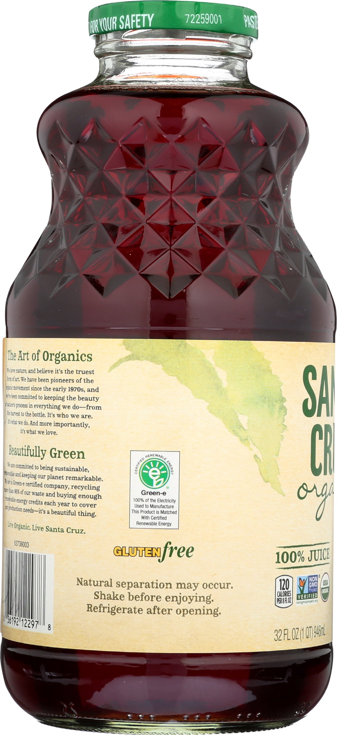 Pack of 6, Santa Cruz Organic Red Tart Cherry Juice Blend, 32 fl oz