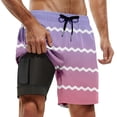 thumbnail image 1 of Men's Casual Beach Sports Plus Size Fashion Gradient Striped Double Layer Beach Pants, Compression Lined, 1 of 4
