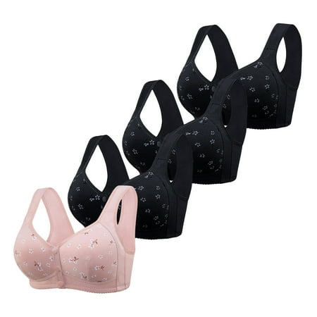 Black of Friday Deals!Clearance Staron 4PC Women s Bras Front Closure No Underwire Bra Comfortable Stretch Bra Wireless Daily Underwear Bras Front Close Bra