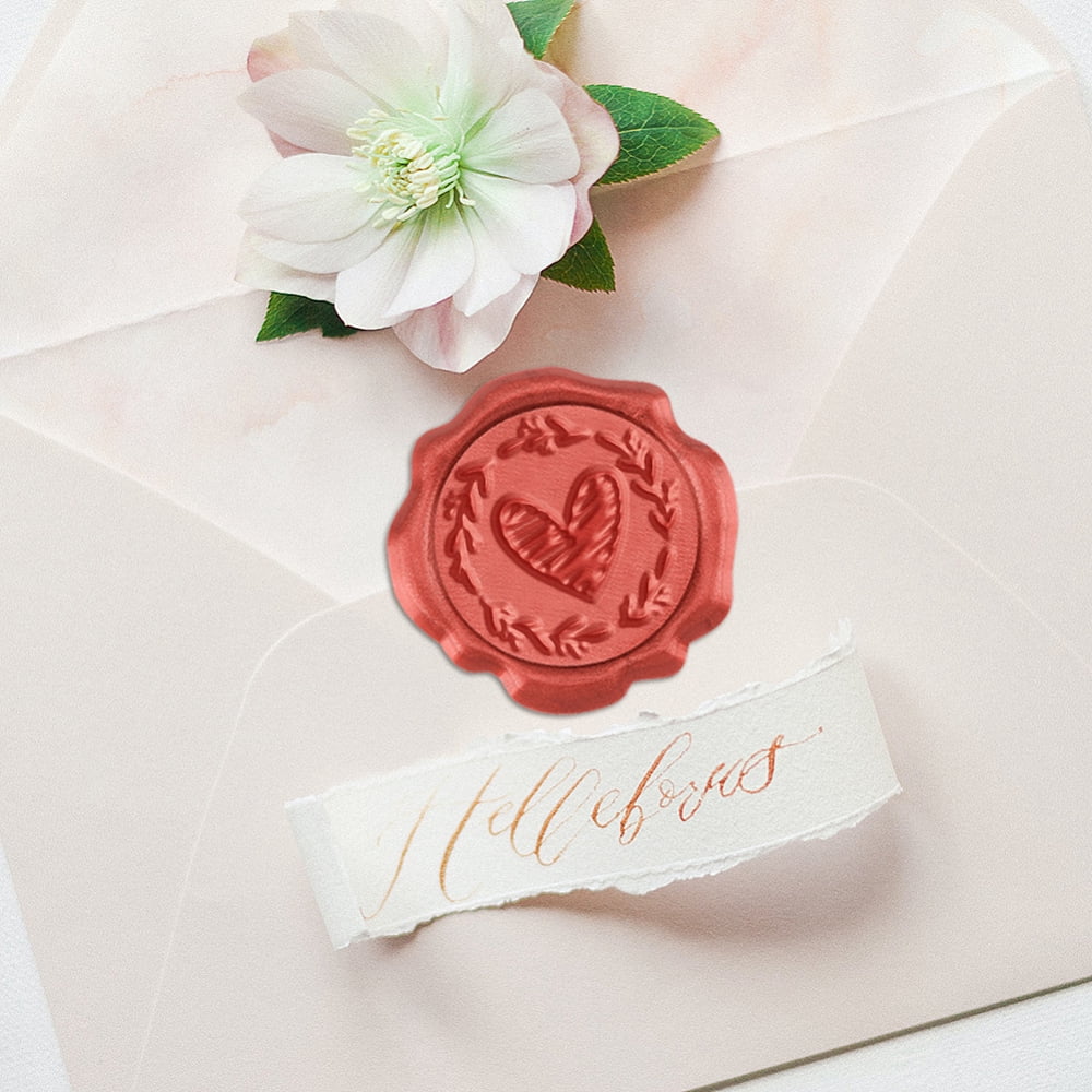 50Pcs Doodle Hearts Wreath Wax Seal Stickers Envelope Seal Stickers Wedding Invitation Envelope Seals Self Adhesive Stickers