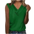 thumbnail image 1 of FAIWAD Women V Neck Button Down Tops Solid Color Ruched Loose Sleeveless Blouses Basic Dressy 2024 Clothes, 1 of 6