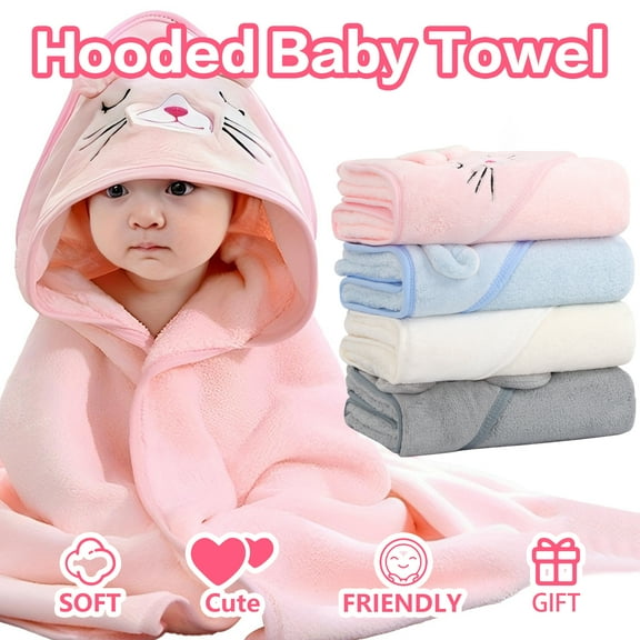 Hooded Towel - Rayon Made from Bamboo, Bath Towel with Bear Ears for Newborn, Babie, Toddler, Infant - Absorbent Large Baby Towel - Bear, 30 x 30 Inch