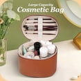 thumbnail image 3 of Cosmetic Case Leather Makeup Bag Portable Handheld Makeup Case Detachable Compartments, 3 of 5