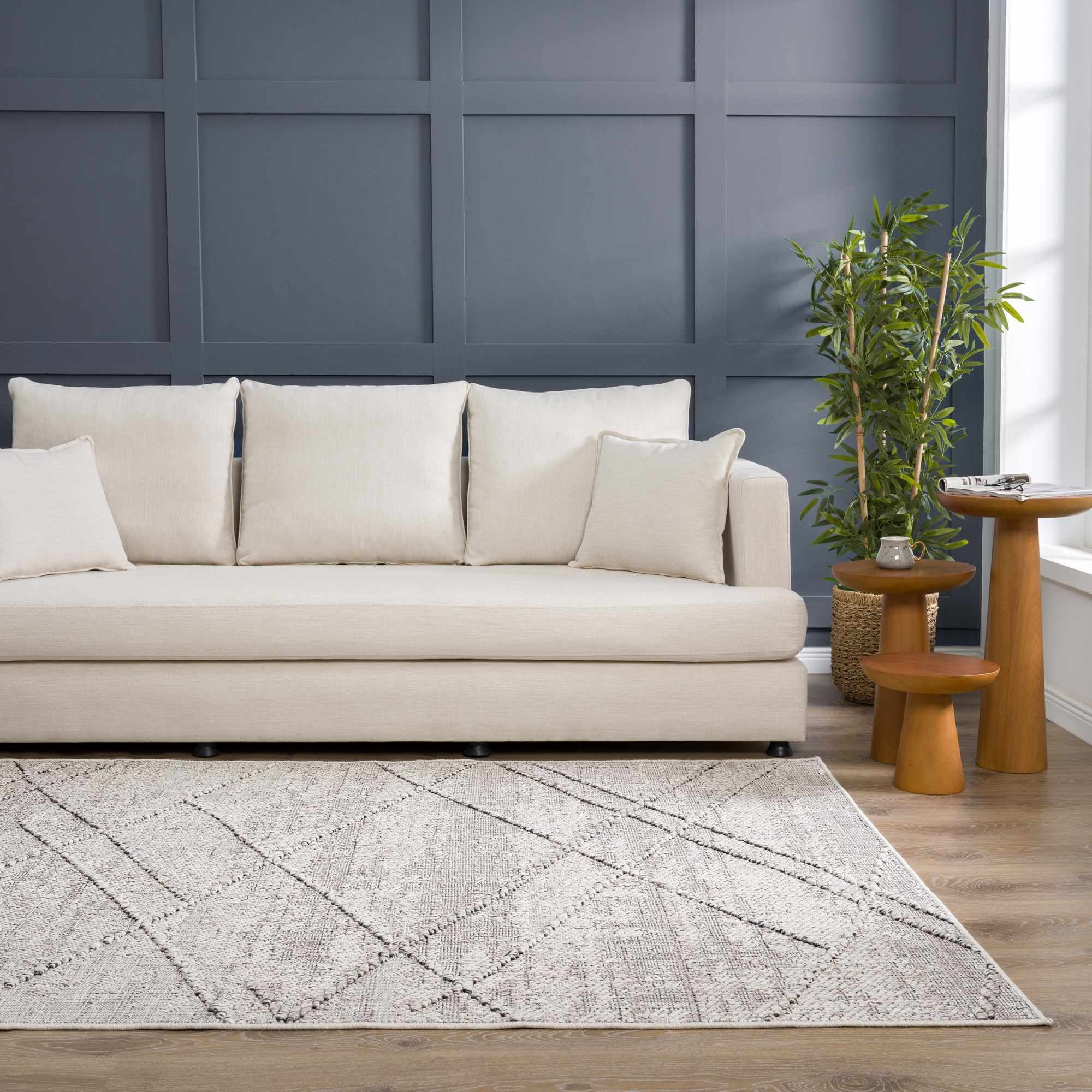 BoutiqueRugs Baqer Farmhouse Area Rug - Outdoor Safe - Beige, Taupe - 5' x 7'