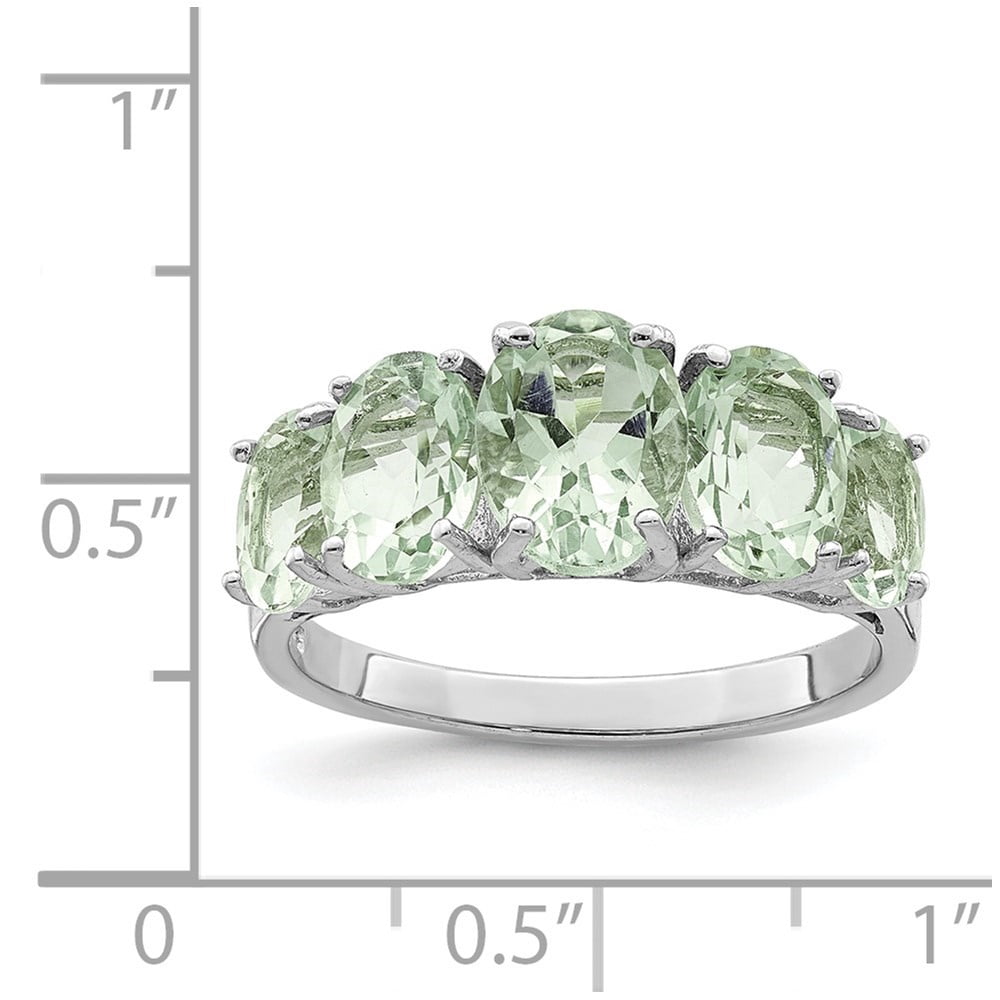 Auriga 925 Sterling Silver 5 Stone Prasiolite Engagement Ring Size 6 for Women