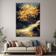 thumbnail image 6 of Mudket Golden Tree Waterfall Canvas Wall Art, floral prints wall art, Framed Nature Landscape Print, Feng Shui Wall Decor for Living Room, Ready to Hang - 12"L x 8"W, 6 of 10