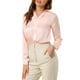 thumbnail image 4 of CAMISAS ELEGANTES PARA MUJER INSPIRADAS CHIC, CON CUELLO PUNTA V Y MANGAS LARGAS, BLUSA DE SATÉN SUAVE TAMAÑO S, ROSA CLARO, 4 of 7