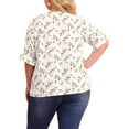 thumbnail image 4 of Agnes Orinda Women's Plus Size Blouse Ruffle Front Smocked Sleeves V Neck Solid Casual Tops 2X White Red, 4 of 8