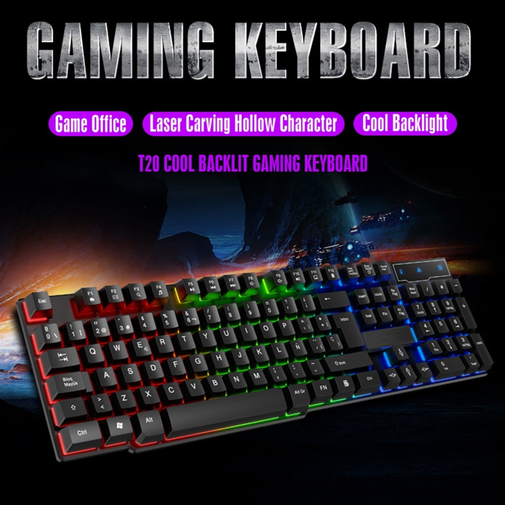 Plugs and Play USB Cord Gaming Keyboards 104Key RGBs Backlight Floating Button Mechanical Feel LagFree Perf
