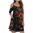 thumbnail image 2 of SMihono Robe d'Été pour Femmes Grande Taille Mode Femmes Été Décontractée Col Rond Imprimé Manches Courtes Poche Robe Mini, 2 of 7