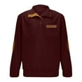 thumbnail image 7 of DPTALR George Men's Patchwork Pullover Solid Color Stand Collar Button Long Sleeve Lepel Pocket Fashion Vintage Corduroy Wine,Big and Tall Men M, 7 of 7