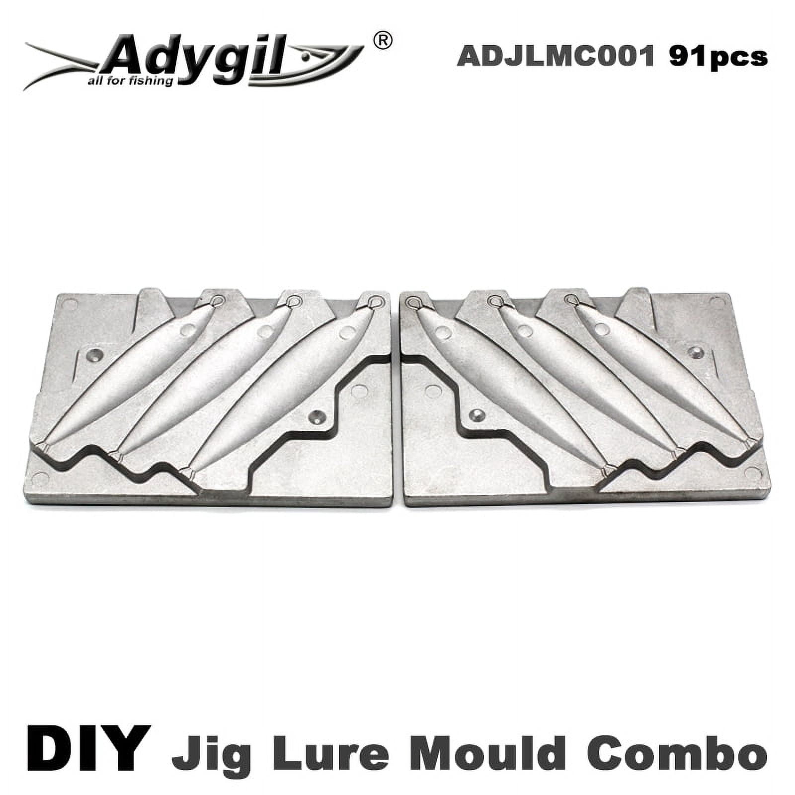 Adygil Fishing Jigging Lure Mold Kits 5oz, 5.5oz, 7.5oz,3 Cavities, 91pcs/Pack,Without Handle