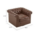thumbnail image 3 of Bentar Chesterfield Swivel Club Chair with Button-Tufted Faux Leather, Nailhead Trim, Scrolled Arms, 360° Rotation, Dark Brown, 3 of 8