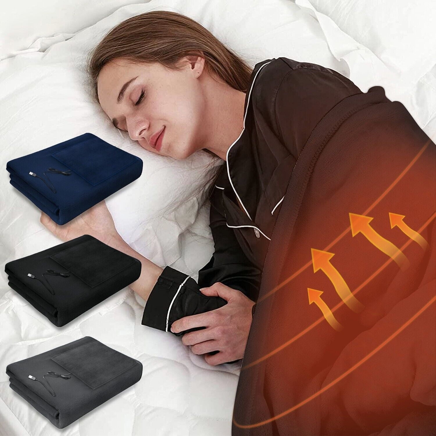Electric Blanket Heated Throw, Cordless Heating Pad Portable USB Heated