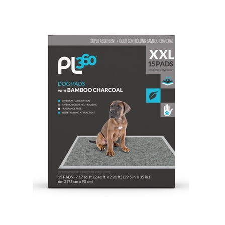 PL360 Bamboo Charcoal Dog Pads, Super Fast Absorvency, XXL, 15 Count