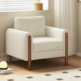 thumbnail image 3 of Oversized Accent Chair,Mid Century Modern Armchair with Wood Legs Living Room Side Chair Upholstered Single Sofa Chair for Living Room,Dining Room,White, 3 of 7