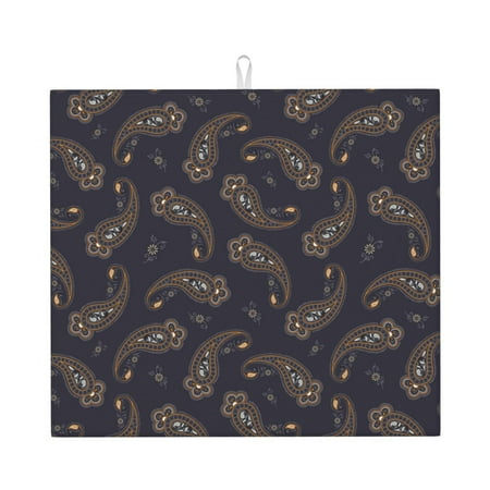 

Dish Drying Mats for Kitchen Counter - Paisley Pattern No.90126 16x18In Anti-Slip Absorbent Microfiber Drying Mat for Kitchen Counter Mat Dish Rack Mat with Hanging Loop