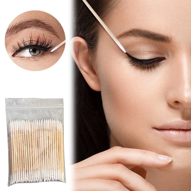 Salud y belleza, Herramientas de belleza, Discos de algodón, Algodón de maquillaje, Hisopo semipermanente, Material auxiliar para coloración, Delineador de cejas, Bastoncillo de madera, 100 piezas, Hi