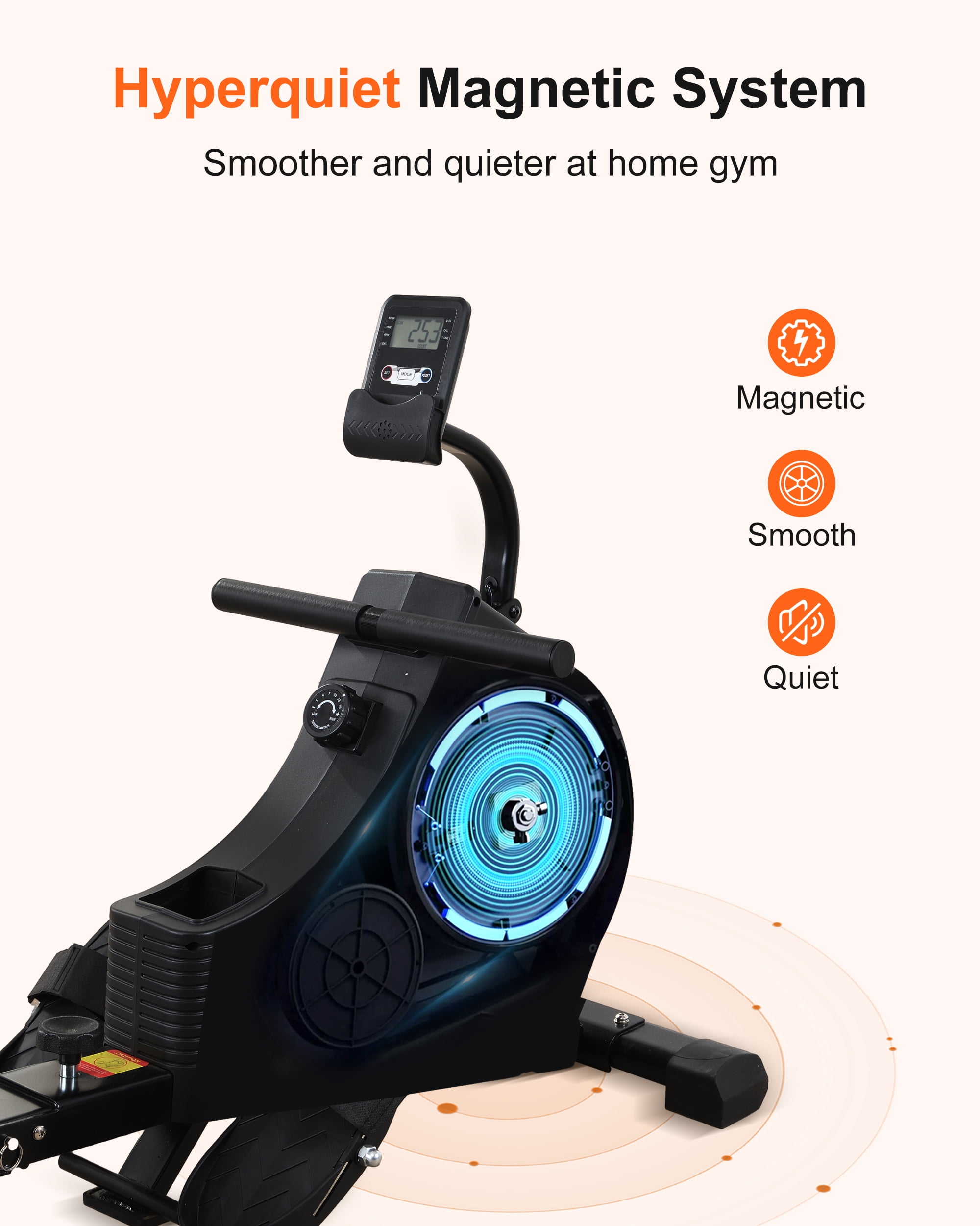ECHANFIT R49 Magnetic Rowing Machine, Black, 350 lb