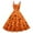 Orange, variant on TTUHYWXI Women 3D Halloween Pumpkin Bat Witch Printed Casual Spaghetti Straps Swing Midi Dress (Yellow, S)