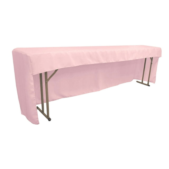 LA Linen Open Back Polyester Poplin Fitted tablecloth for Classroom Tables 96"L x 18"W x 30"H, Light Pink