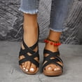 thumbnail image 4 of GERsome Low Wedge Heels Sandals for Women Open Toe Ankle Strap Platform Sandals for Travel Summer Beach, Size 5.5, 4 of 9