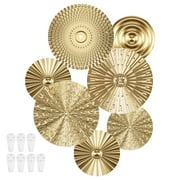 Dznils 7Pcs Gold Metal Plate Wall Decor Morden Round Hanging Metal Wall Art Indoor Wall Sculptures
