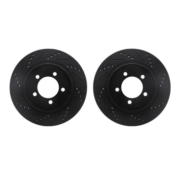 Dynamic Friction Company Front Brake Rotors-Drilled and Slotted-Black 8002-54077