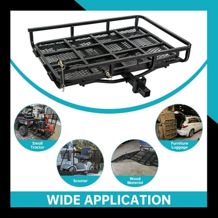 Kojem Electric Wheelchair Scooter Hitch Mount Folding Carrier Rack with Mobility Disability Medical Ramp 2" Hitch Receiver 500lb Capacity Basket-Style