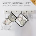 thumbnail image 4 of Yayeee Oven Mitts and Pot Holder Set of 4 Heat Resistant Kitchen Gloves Baking Hot Pad, Green Cute Cat, 4 of 5