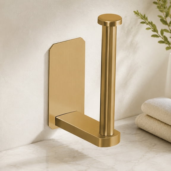 Toilet Paper Holder Self Adhesive No Drilling Toilet Roll Holder Stainless Steel Brushed Gold Bathroom Wall Mount