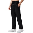 thumbnail image 4 of Cotton Sweatpants - Casual Open Bottom Straight Leg Pants with Zipper Pockets for Men Black L, 4 of 9