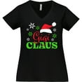 thumbnail image 3 of Inktastic Gigi Claus with Christmas Santa Hat and Snowflakes Women's Plus Size V-Neck T-Shirt, 3 of 5