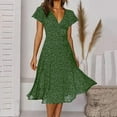 thumbnail image 2 of B91xZ Robe Maxi à Manches Courtes pour Femmes, Col Rond, Décontractée, Ample, Plissée, avec Poches, Vert TG, 2 of 5