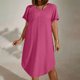 thumbnail image 4 of mfyjkho Vestidos de verano para mujer, Vestido de fiesta con cuello cuadrado y manga corta de color liso para mujer Vestidos de fiesta para mujer xxxxxl, 4 of 9