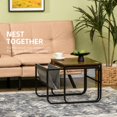 thumbnail image 4 of HOMCOM Coffee Table Set of 2, Nesting Tables with Storage Bag and Steel Frame for Living Room, Rustic Brown, 4 of 10