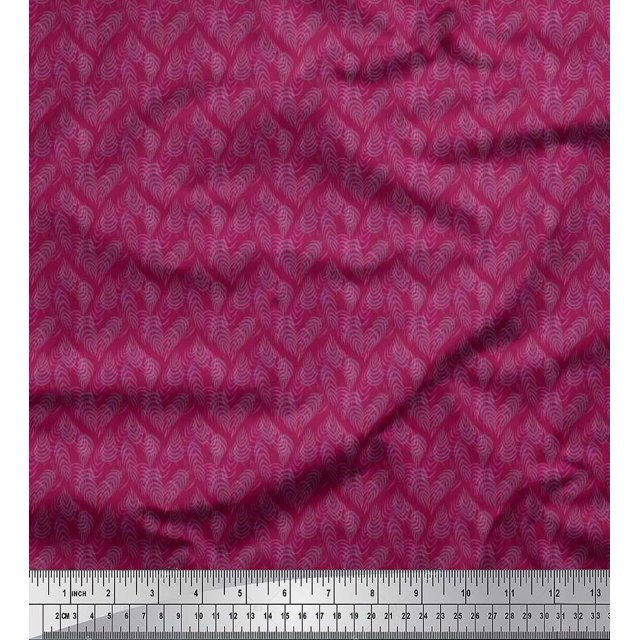 Soimoi Modal Satin Fabric Artistic Leaves Decor Fabric Printed Yard 42 Inch Wide