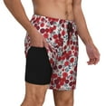 thumbnail image 3 of Goofa Red Hawthorn Printed Men's Swim Trunks Board Shorts Quick Dry Mens Swimming Trunks with Compression Liner,Breathable Fit Hawaii Beach Shorts-Medium, 3 of 9