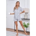 thumbnail image 6 of LUBOT 100% Cotton Pajamas for Women 2 Piece PJ Set Woven Poplin Ladies Button Down Short Sleeve Summer Sleepwear Floral Sketch M, 6 of 8