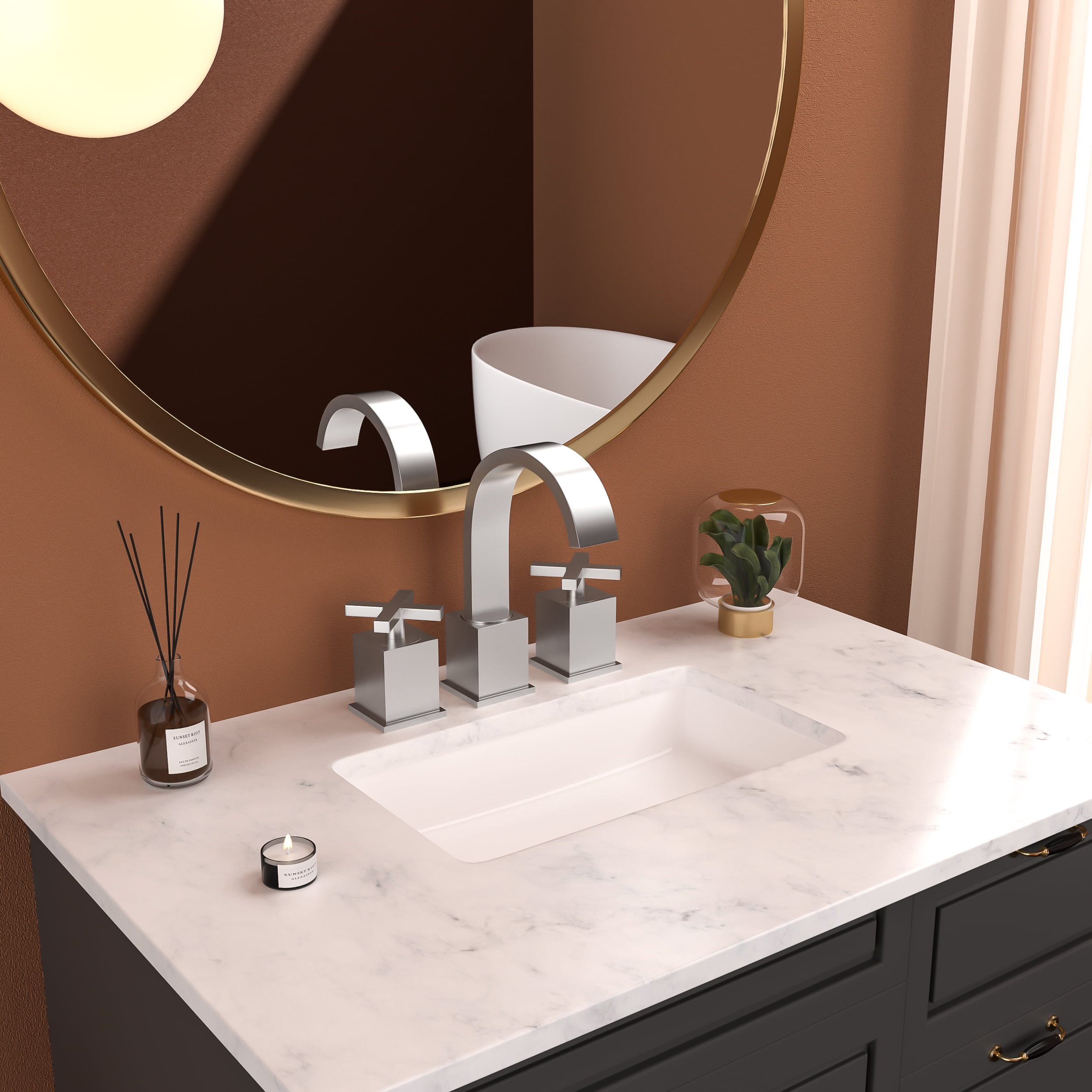 Modern Bathroom Sink Faucet 2 Handle Widespread Bathroom Faucet 3 Hole, with Pop Up Drain and 2 Water Supply Lines, Matte Black,Single Handle Bathroom Sink Faucet