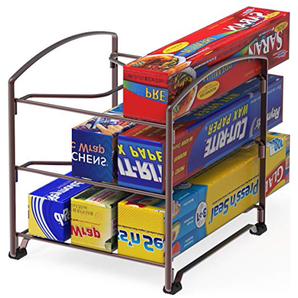 Simple Houseware Kitchen Wrap Organizer Rack, Bronze