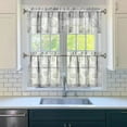 thumbnail image 3 of Rod Pocket Kitchen Curtain Set 3-Piece, 27.5x36 Inch Valance & Tier Drapes, Polyester Pongee Cafe Curtains for Living Room, Bathroom, Farmhouse Rustic Country Window Treatments., 3 of 6