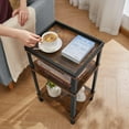thumbnail image 5 of Small Side Table for Small Spaces - Slim End Table with Magazine Holder - 2 in 1 Design Narrow End Table Living Room - Skinny Bedside Table Nightstand Bedroom Thin Side Table, Rustic Brown, 5 of 8