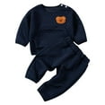 thumbnail image 2 of SGFCWSX Baby Girls Sweatsuit Sets Fleece Winter Outfits 2 Piece Skinny Sweatpants and Sweatshirts Set Navy Size 12 Months, 2 of 9