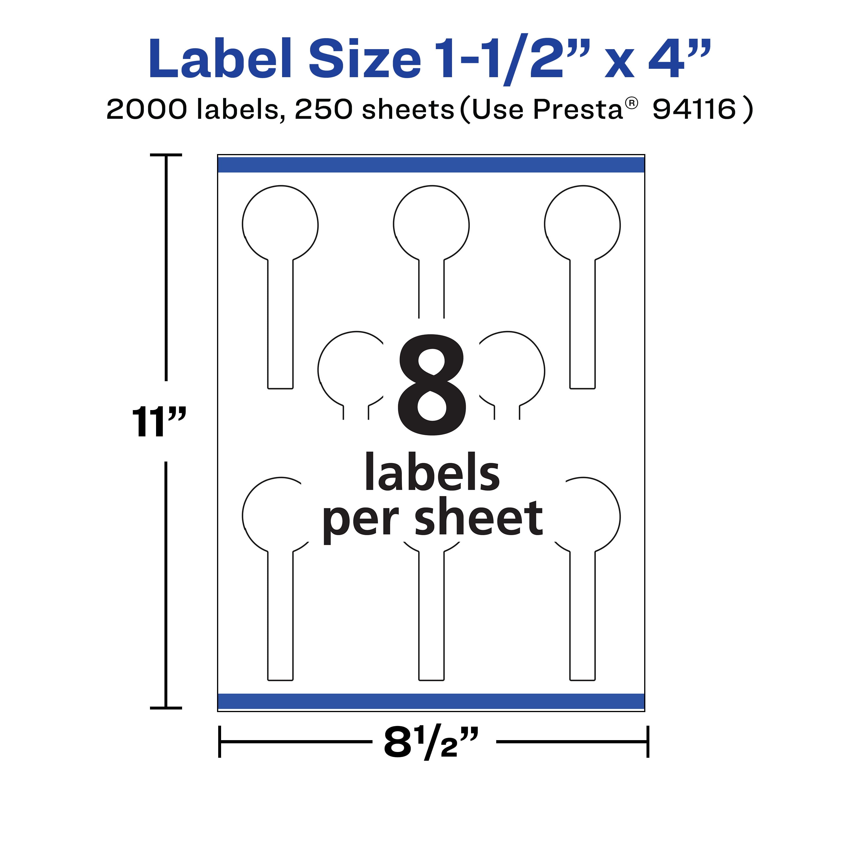 Avery Matte White Lollipop Labels, 1-1/2" x 4", 2,000 Total