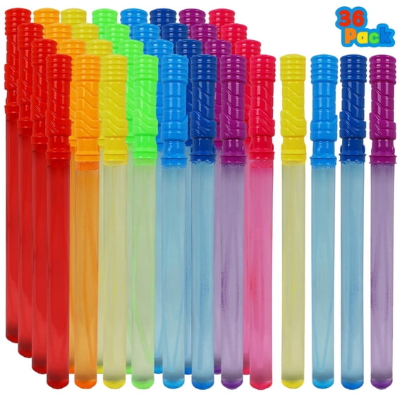 Bubble Wands MorTime, paquete de 36 unidades para niños, 8 colores, solución de 120 ml